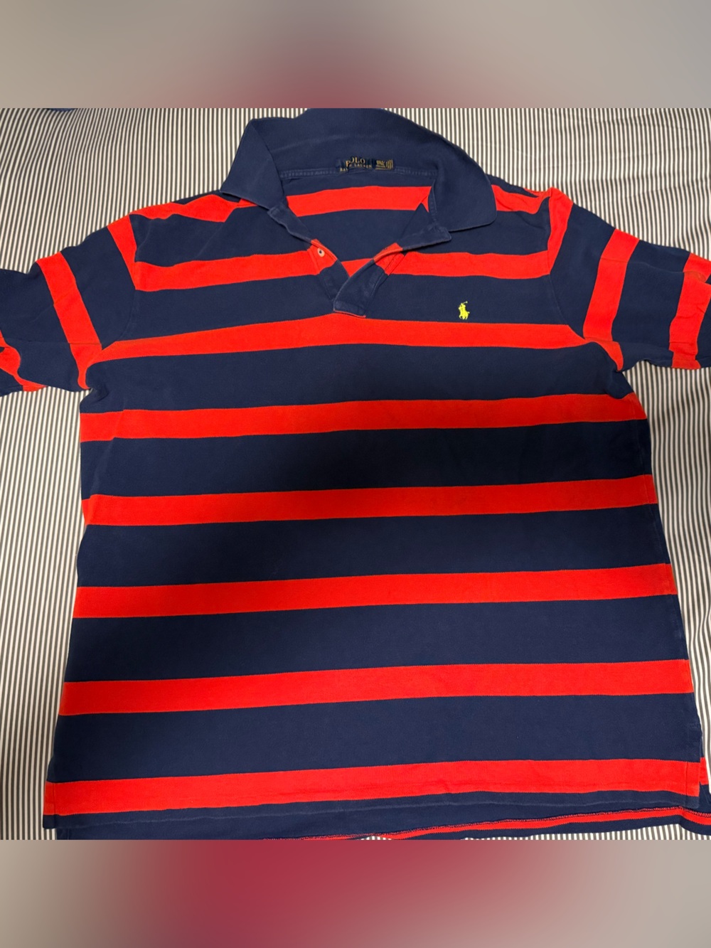 Ralph Lauren Navy and Red Horizontal Stripe Polo